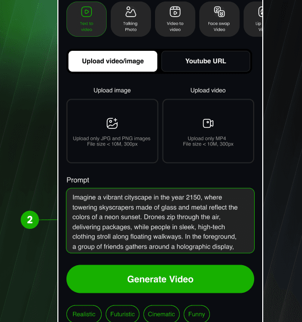 Claakit app - Describe your video or upload an image